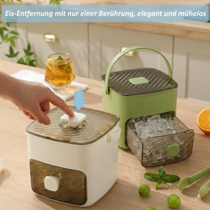 2-in-1 Eiswürfelform mit Deckel und Behälter – One-Touch Entriegelung