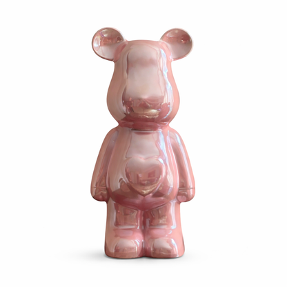 Valura Skulptur | Moderne Bärenfigur mit Perlmutt-Herz