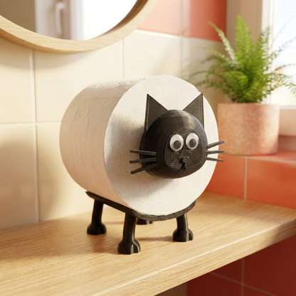 LachKatze Katzen-Klopapierhalter im Gaeste-WC