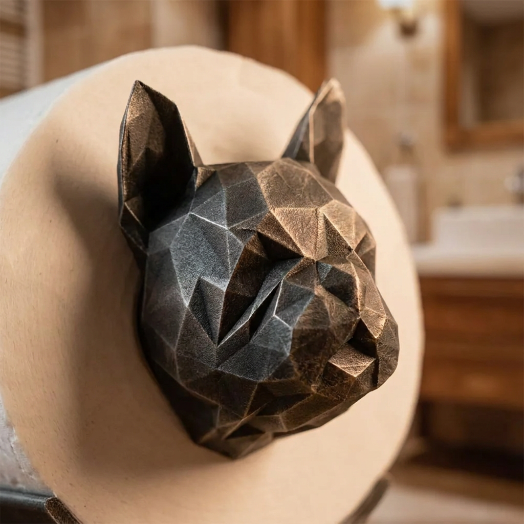 Nahaufnahme LachBulli Low-Poly Buldogkopf