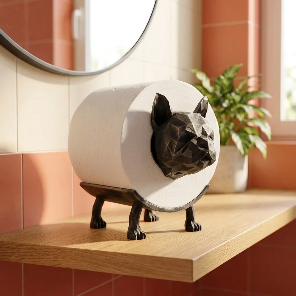 LachBulli Low-Poly Buldog Klopapierhalter Anthrazit
