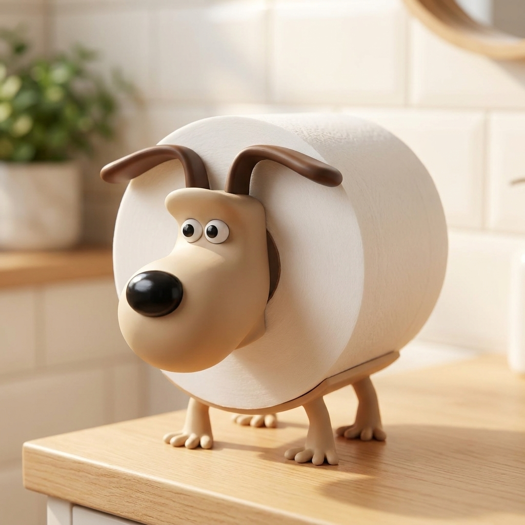 LachHund Klopapierhalter Hund beige