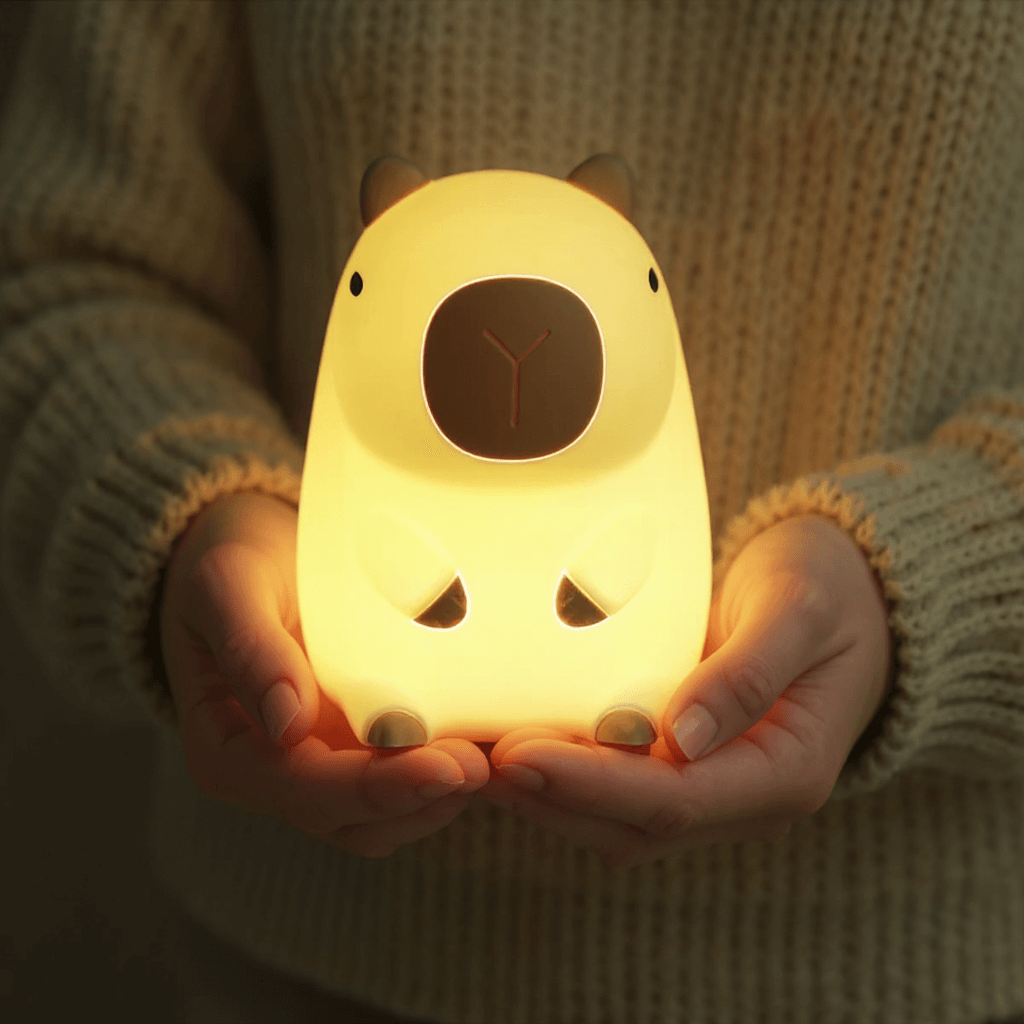 CapyGlow Nachtlampe | Beruhigendes LED-Licht für süße Träume